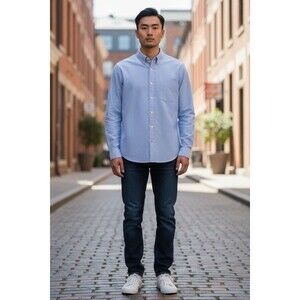 Grana Dress Shirt Men's Size L Blue 100% Cotton Button Up